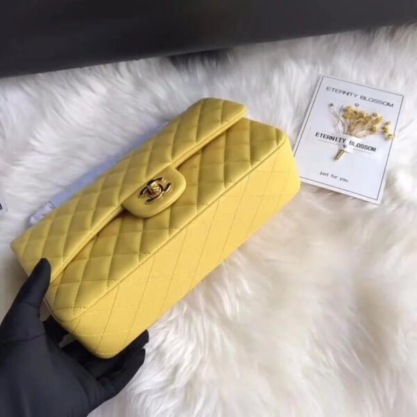 Chanel 1112 Yellow Medium Size 2.55 Lambskin Leather Flap Bag