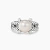 Cable Collectibles&reg; Pearl Ring Sterling Silver with Pearl and Diamonds, 11mm