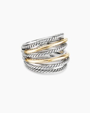 Crossover Ring Sterling Silver with 18K Yellow Gold, 17.8mm