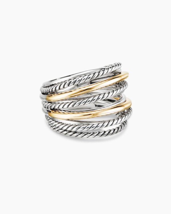 Crossover Ring Sterling Silver with 18K Yellow Gold, 17.8mm