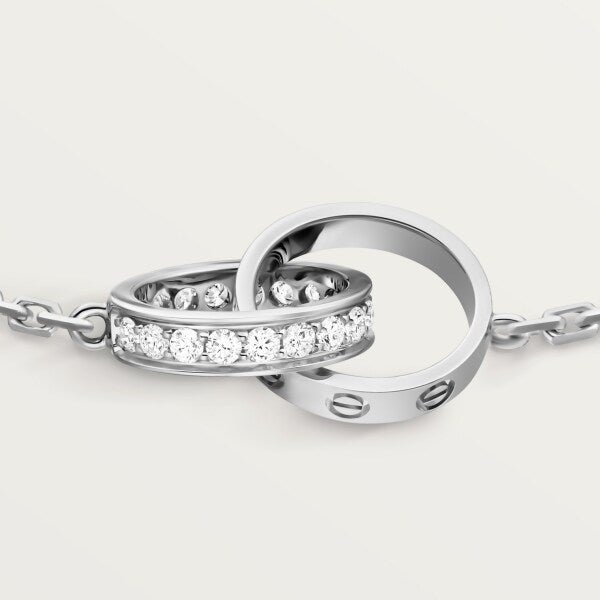 LOVE BRACELET, ON CHAIN, SEMI-PAVED