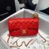 Chanel Flap Bag With CC Ball On Strap Red For Women, Women&rsquo;s Handbags, Shoulder And Crossbody Bags 7.8in/20cm AS1787