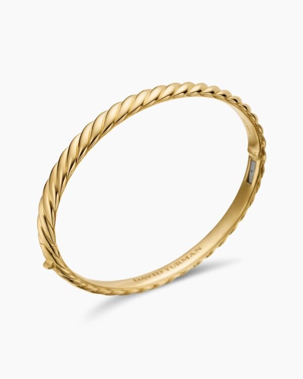 Sculpted Cable Bangle Bracelet 18K Yellow Gold, 6.2mm