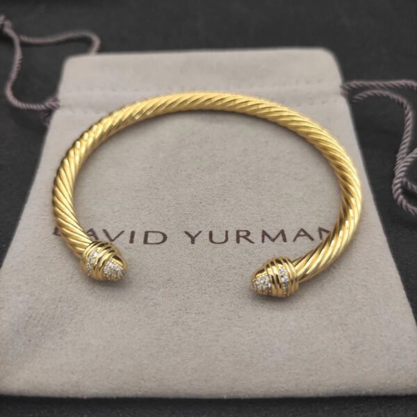 Classic Cable Bracelet Yellow Gold and  Half Diamonds 5 MM