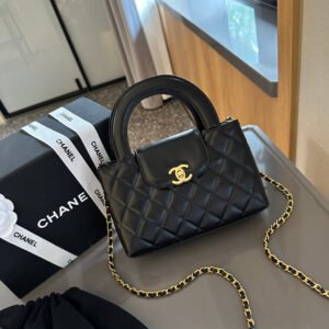 3BACED9E-DD8A-395C-D1BF-1D46F28D3595.jpg Shiny Aged Calfskin Coral Mini Kelly Shopping Bag - Black