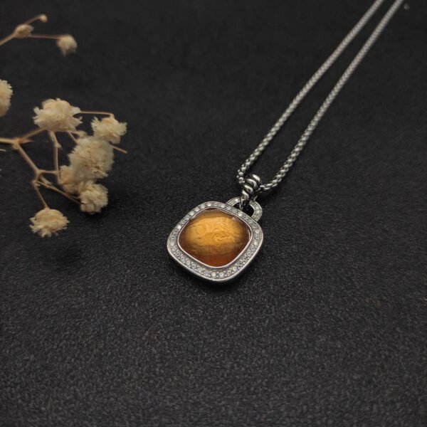 Albion&reg; Pendant Sterling Silver with Citrine and Diamonds, 14mm