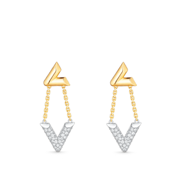 Volt Upside Down Earrings, Yellow Gold, White Gold And Diamonds