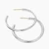 Pave Hoop Earrings Sterling Silver with Diamonds, 38mm