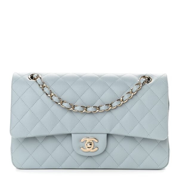 3CE3F424-F982-6771-19F2-FAAB04D2548B.jpg Caviar Quilted Medium Double Flap Light Blue