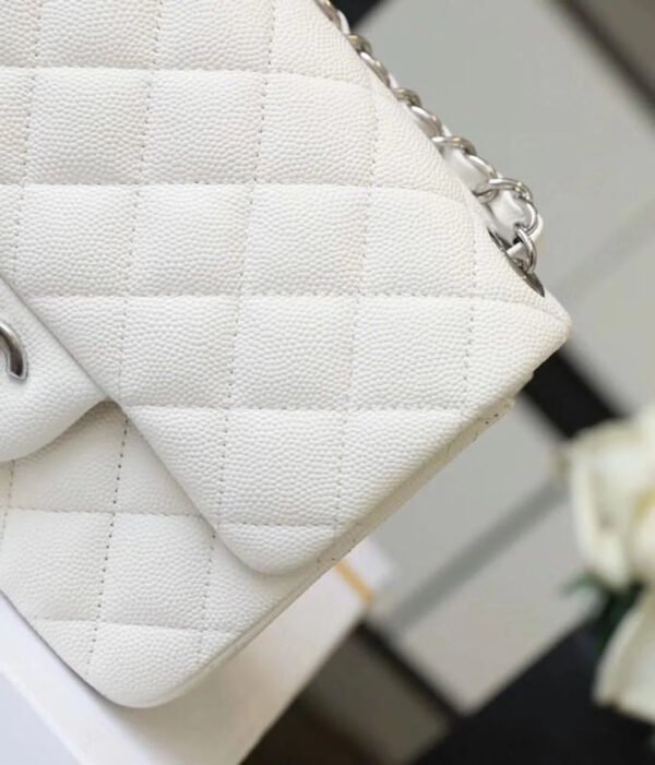 Chanel Classic Mini Flap Bag Silver Hardware White For Women 6.6in/17cm A35200