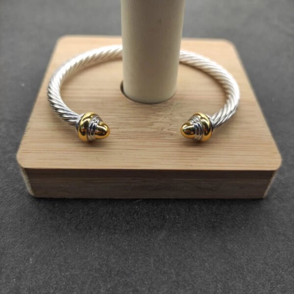 Classic Cable Bracelet Sterling Silver with 14K Yellow Gold and Prasiolite, 5mm