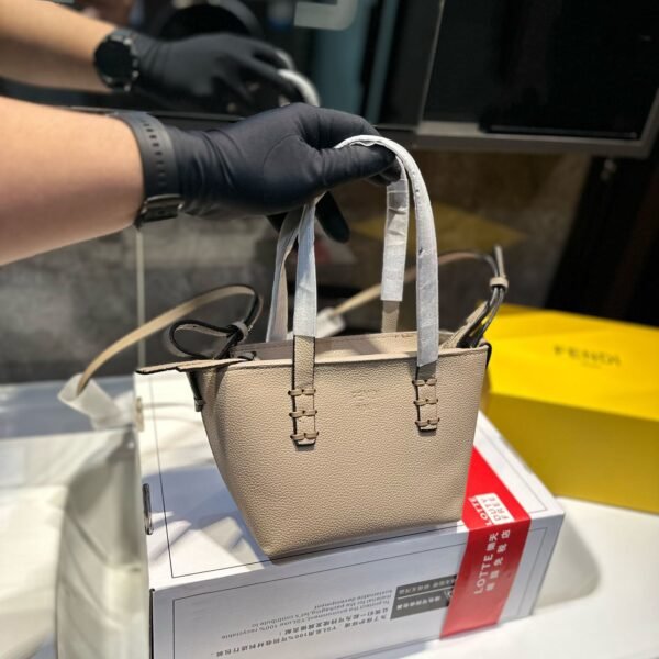 Fendi Dove-Coloured Leather Roll Mini Bag - Brown