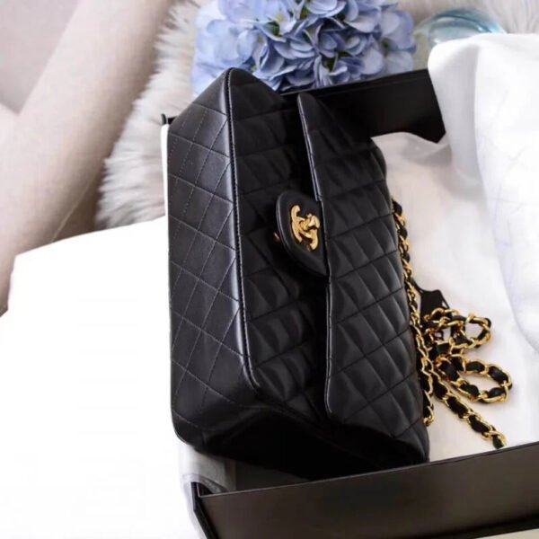 Chanel 1112 Black Medium Size 2.55 Lambskin Leather Flap Bag