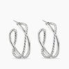 Crossover Hoop Earrings Sterling Silver, 33.7mm