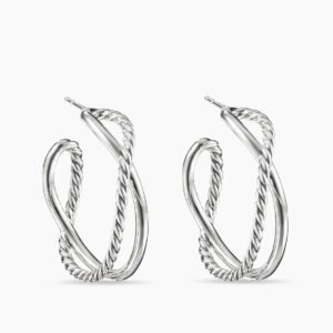 Crossover Hoop Earrings Sterling Silver, 33.7mm