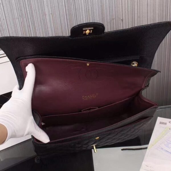 Chanel Classic Maxi Handbag Grained Calfskin & Gold Metal A01115