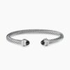 Classic Cable Bracelet Sterling Silver with Black Onyx and Diamonds, 5mm