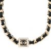 Metal Lambskin CC Square Bracelet Gold Black