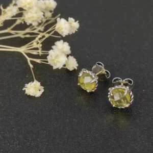 Petite Chatelaine&reg; Stud Earrings Sterling Silver with Yellow Topaz and Diamonds