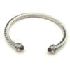 Classic Cable Bracelet Sterling Silver with Almandine and Diamonds, 5mm