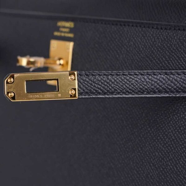 Kelly Sellier 25 Bag Black Epsom Gold Hardware New