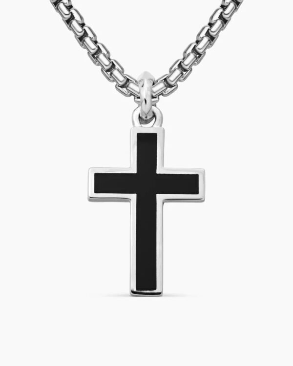Exotic Stone Cross Sterling Silver with Black Onyx