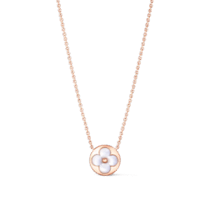 Color Blossom sun pendant, pink gold and white mother-of-pearl