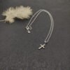 3F36BE57-8CFB-0786-4747-3F861806315E.jpg Petite X Cross Necklace Sterling Silver with 14K Yellow Gold