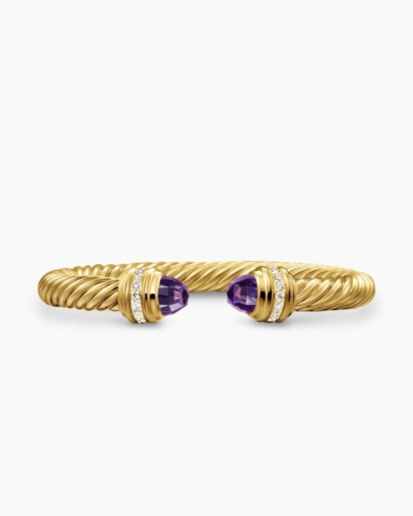 Classic Cablespira Bracelet 18K Yellow Gold with Amethyst and Diamonds, 7mm