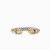 Petite Helena Ring Sterling Silver with 18K Yellow Gold Domes and Diamonds, 2.5mm