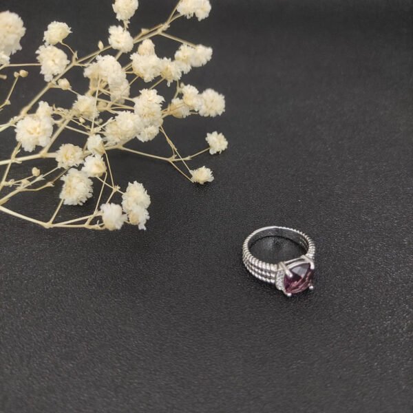 3FEB636B-C813-445E-A819-A9B30FD3FE6D.jpg Petite Wheaton® Ring Sterling Silver with Amethyst and Diamonds, 10mm - 6