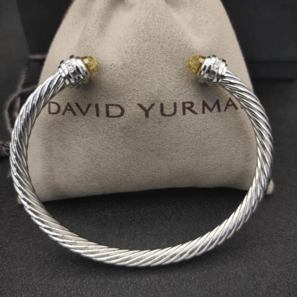 Classic Cable Bracelet Sterling Silver with Citrine and Diamonds, 5mm