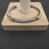 X Classic Cable Station Bracelet Sterling Silver with 14K Yellow Gold, 5mm