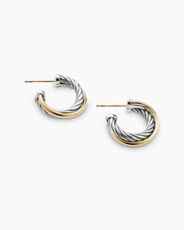 Crossover Hoop Earrings Sterling Silver with 18K Yellow Gold