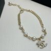 Double row pearls and diamonds double C bracelet