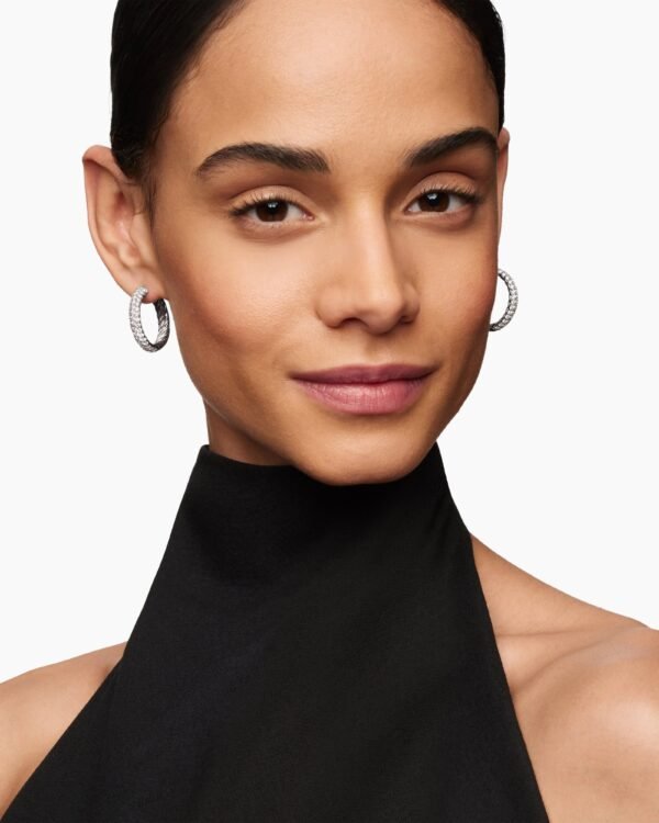 DY Mercer&reg; Hoop Earrings Sterling Silver with Diamonds, 25.4mm