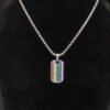Chevron Tag Sterling Silver with Rainbow Pav&eacute;, 27mm