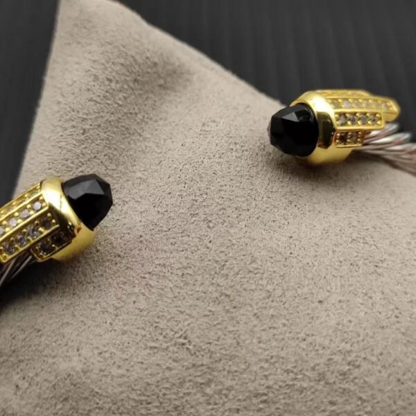 5mm Cable Bracelet with Black Onyx & Diamond Accents