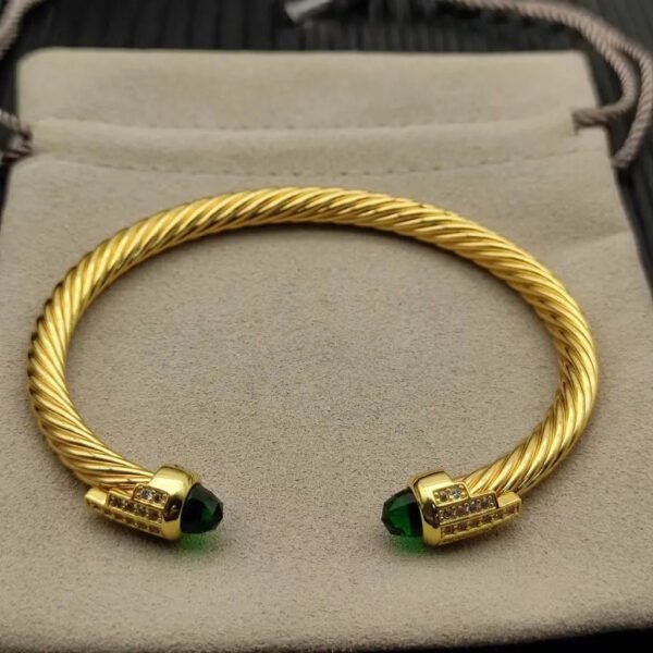 Cable Bracelet with Peridot & Diamond Accents  5mm