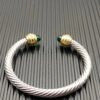 Classic Cablespira&reg; Bracelet Sterling Silver with 14K Yellow Gold,Prasiolite and Diamonds, 7mm