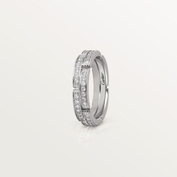 MAILLON PANTH&Egrave;RE THIN WEDDING BAND, 2 HALF DIAMOND-PAVED ROWS