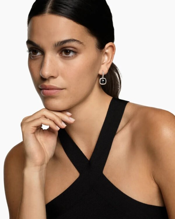 Albion&reg; Drop Earrings Sterling Silver with Black Onyx and Diamonds