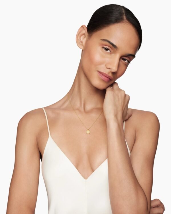 42424D1F-4392-B1B0-614C-F81A2CBBE21F.jpg Initial Charm Necklace 18K Yellow Gold with Diamond V