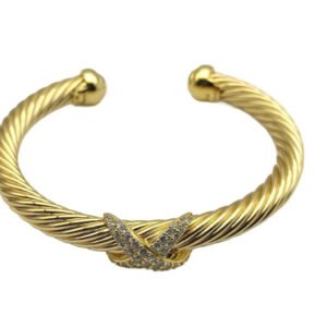 X Classic Cable Station Bracelet in Sterling gold with Diamonds??mm