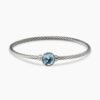 Petite Chatelaine Bracelet Sterling Silver with Blue Topaz, 3mm - 17cm