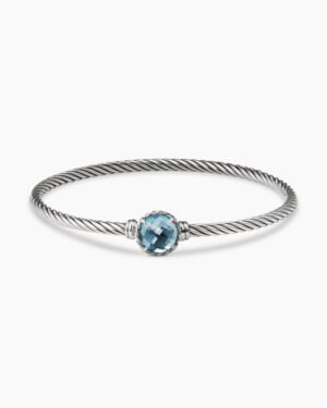 Petite Chatelaine Bracelet Sterling Silver with Blue Topaz, 3mm - 17cm