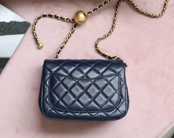 Chanel Mini Flap Bag With CC Ball On Strap Navy Blue For Women, Women&rsquo;s Handbags, Shoulder And Crossbody Bags 6.7in/17cm AS1786
