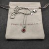 Petite Cable Heart Pendant Necklace Sterling Silver with 14K Yellow Gold and Rhodolite Garnet