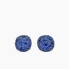 Cushion Stud Earrings 18K White Gold with Pav&eacute; Sapphires, 8mm