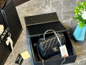 Mini Flap Bag with Top Handle - black